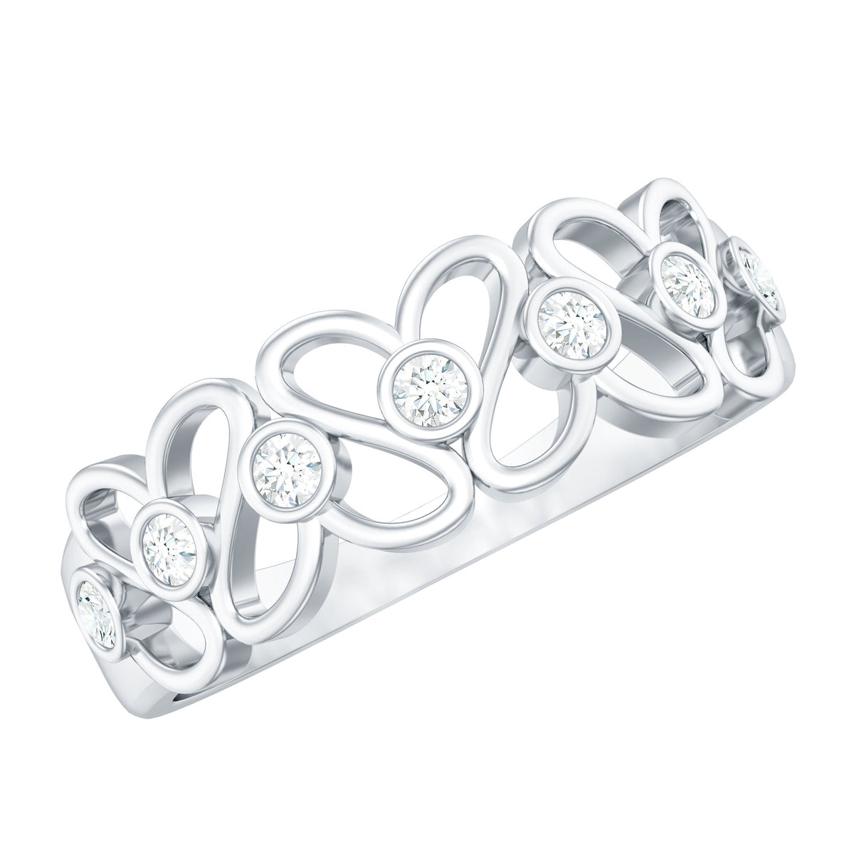 Contemporary Diamond Half Eternity Band Ring for Women