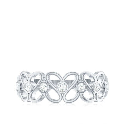 Contemporary Diamond Half Eternity Band Ring for Women