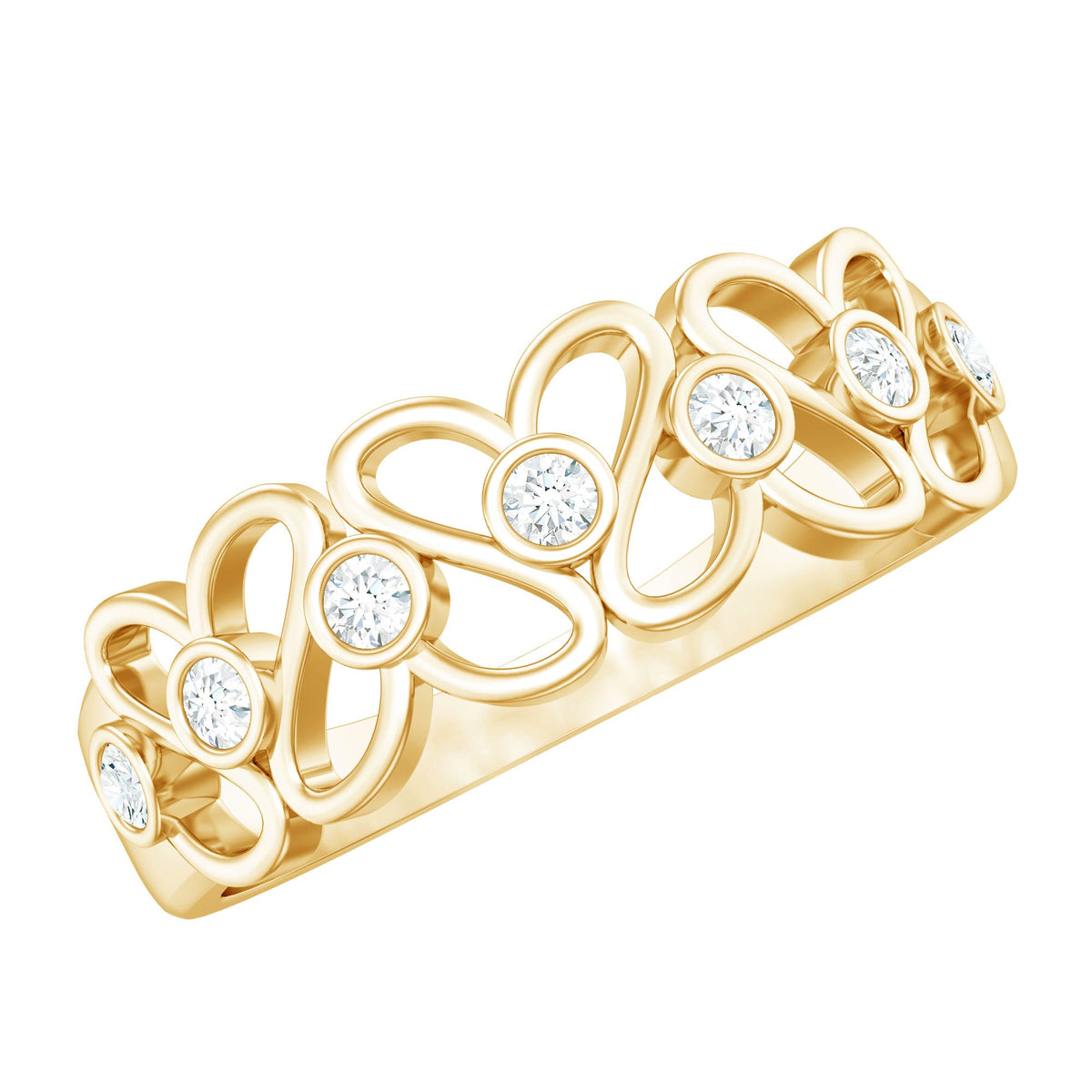 Contemporary Diamond Half Eternity Band Ring for Women