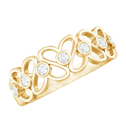 Contemporary Diamond Half Eternity Band Ring for Women