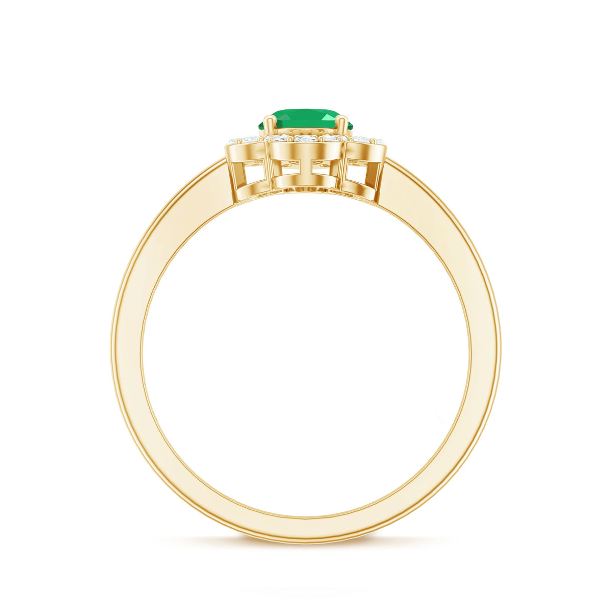 Natural 0.7 Carat Oval Emerald Engagement Ring with Diamond