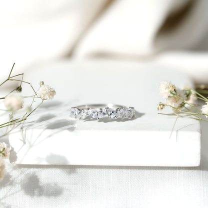 Natural Pear Shape Diamond Half Eternity Ring for Women