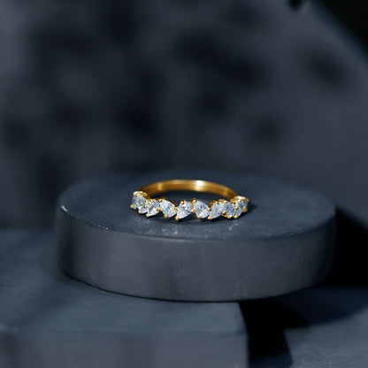 Natural Pear Shape Diamond Half Eternity Ring for Women