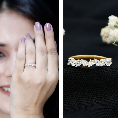 Natural Pear Shape Diamond Half Eternity Ring for Women