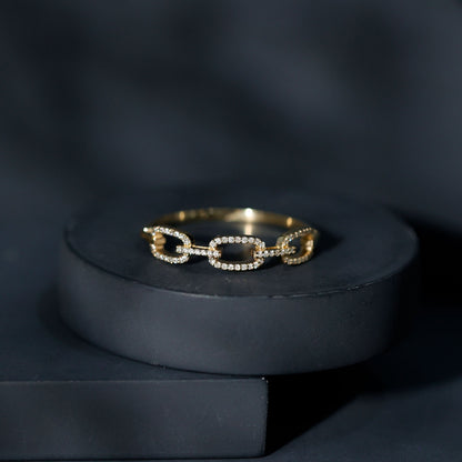 Certified Diamond Chain Link Ring in Prong Setting