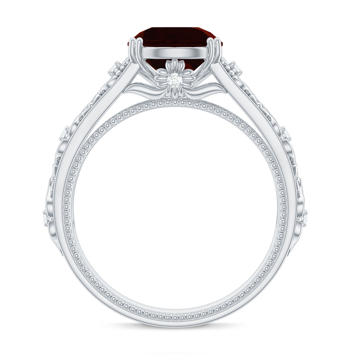 Vintage Looking Garnet Diamond Engagement Ring