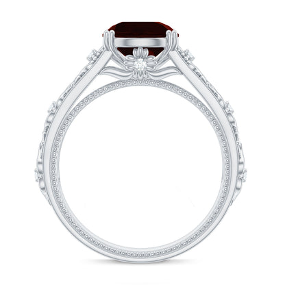 Vintage Looking Garnet Diamond Engagement Ring