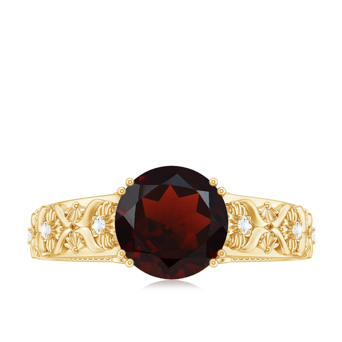 Vintage Looking Garnet Diamond Engagement Ring