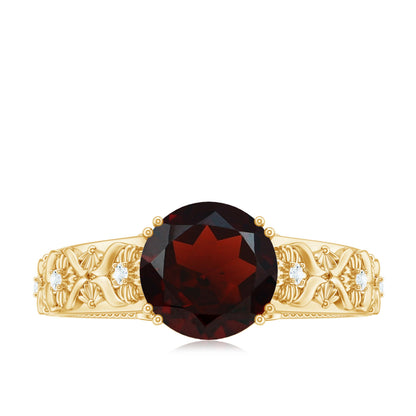 Vintage Looking Garnet Diamond Engagement Ring
