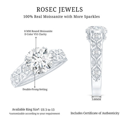 2 Carat Moissanite Double Prong Vintage Engagement Ring