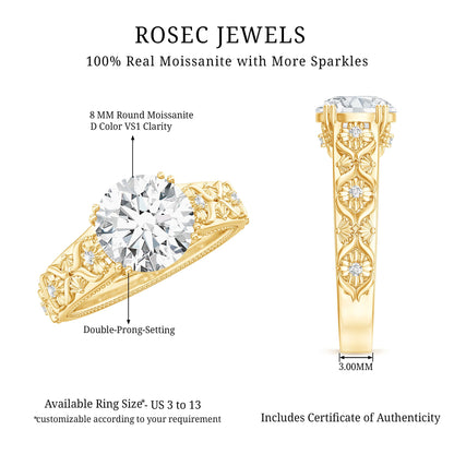 2 Carat Moissanite Double Prong Vintage Engagement Ring