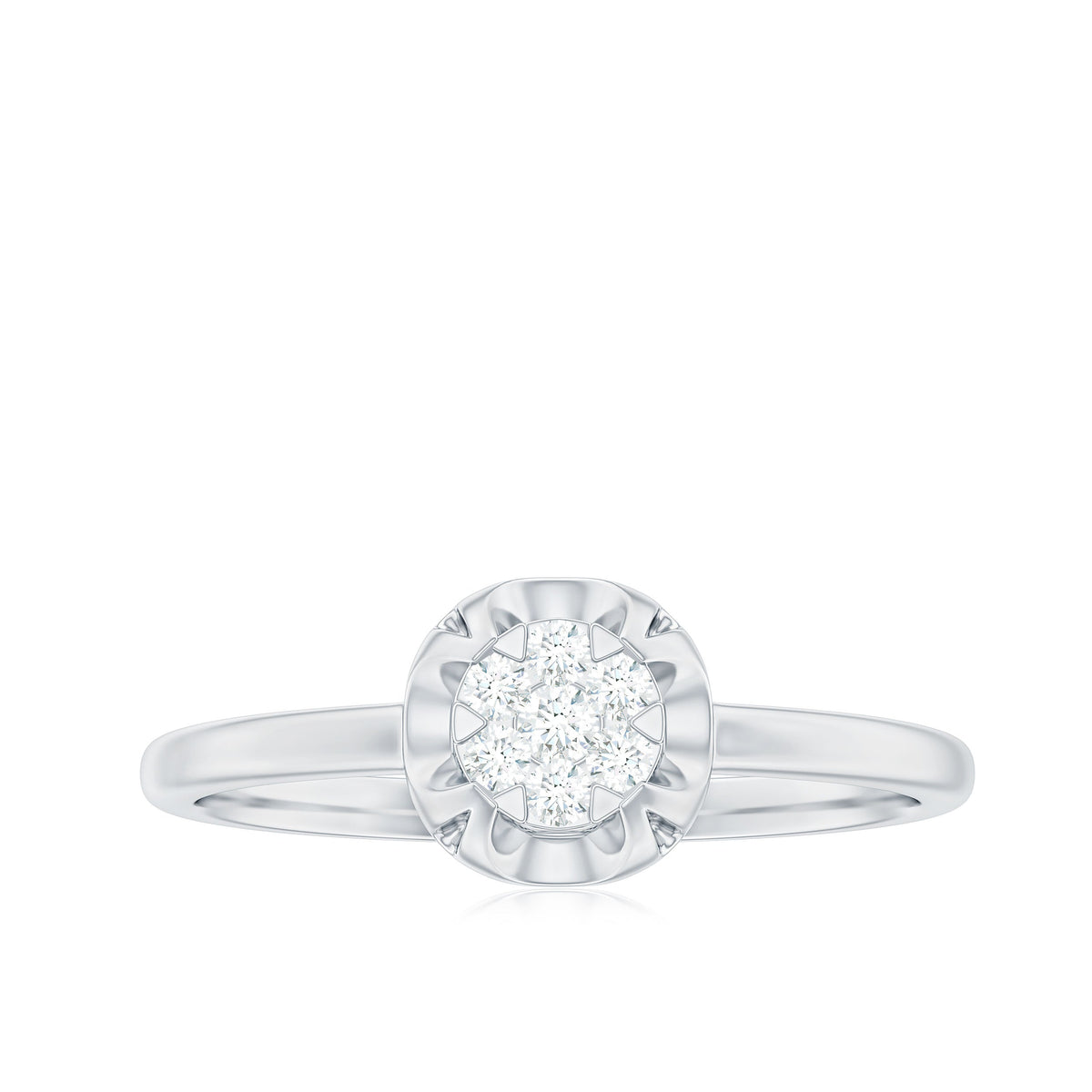 Round Shape Diamond Promise Ring in Illusion Setting