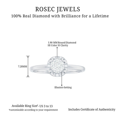 Round Shape Diamond Promise Ring in Illusion Setting