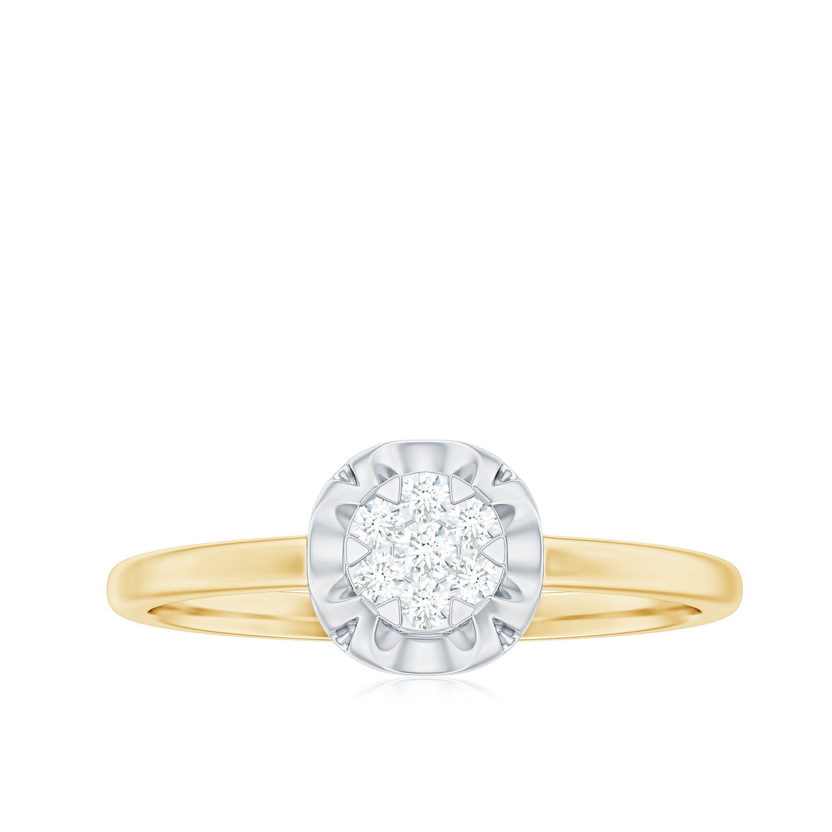 Round Shape Diamond Promise Ring in Illusion Setting
