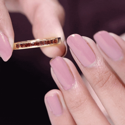 Natural Princess Cut Garnet Half Eternity Ring in Channel Set
