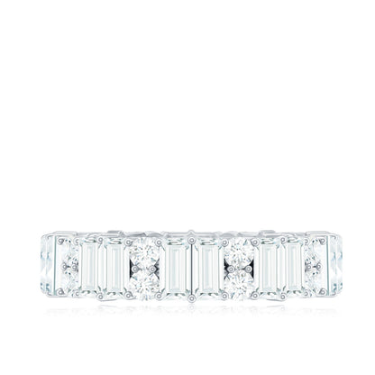 Round and Baguette Cut Moissanite Eternity Wedding Band