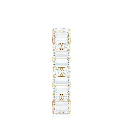 Round and Baguette Cut Moissanite Eternity Wedding Band