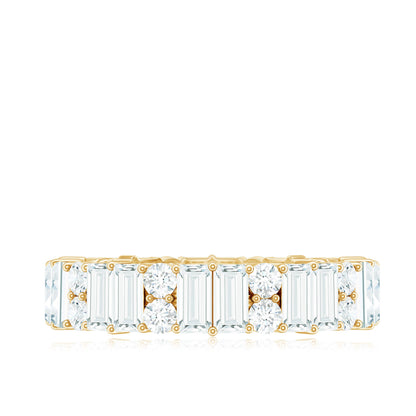 Round and Baguette Cut Moissanite Eternity Wedding Band