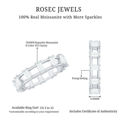 Moissanite Baguette Wedding Band with Certificate