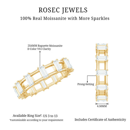 Moissanite Baguette Wedding Band with Certificate