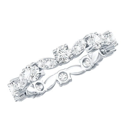Certified Moissanite Eternity Wedding Band Ring in Prong Setting