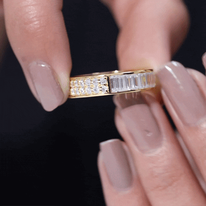 Certified Moissanite Wide Eternity Wedding Band