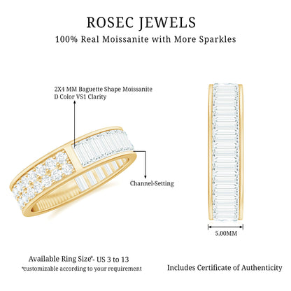 Certified Moissanite Wide Eternity Wedding Band
