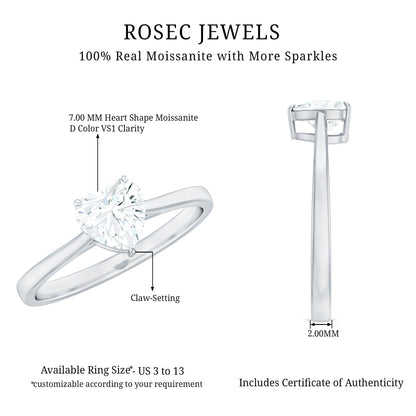 Certified 1.5 Carat Moissanite Heart Ring For Women