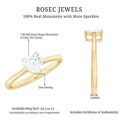 Certified 1.5 Carat Moissanite Heart Ring For Women