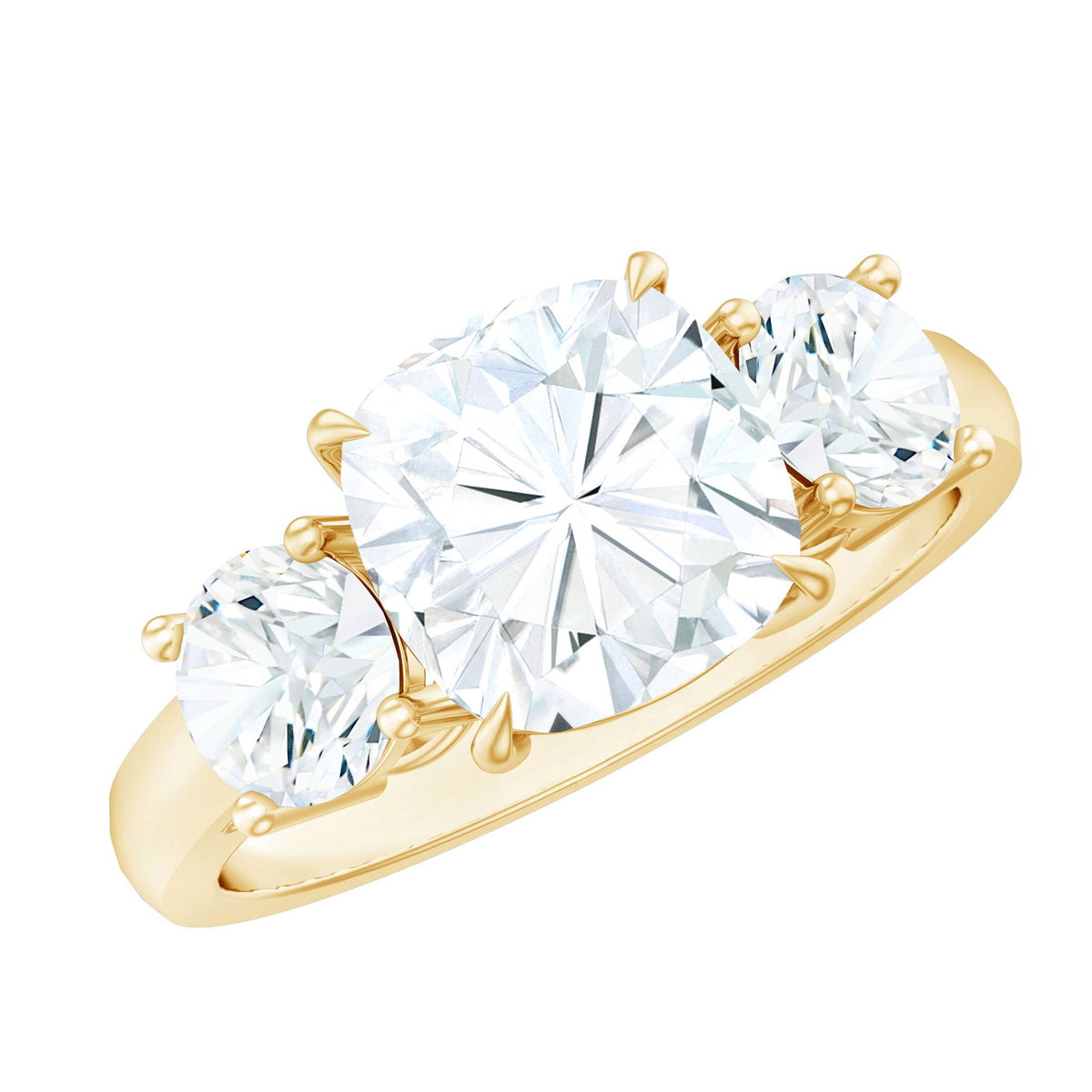 Three Stone Moissanite Engagement Ring with Certificate