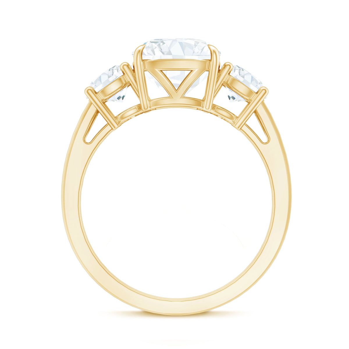 Three Stone Moissanite Engagement Ring with Certificate