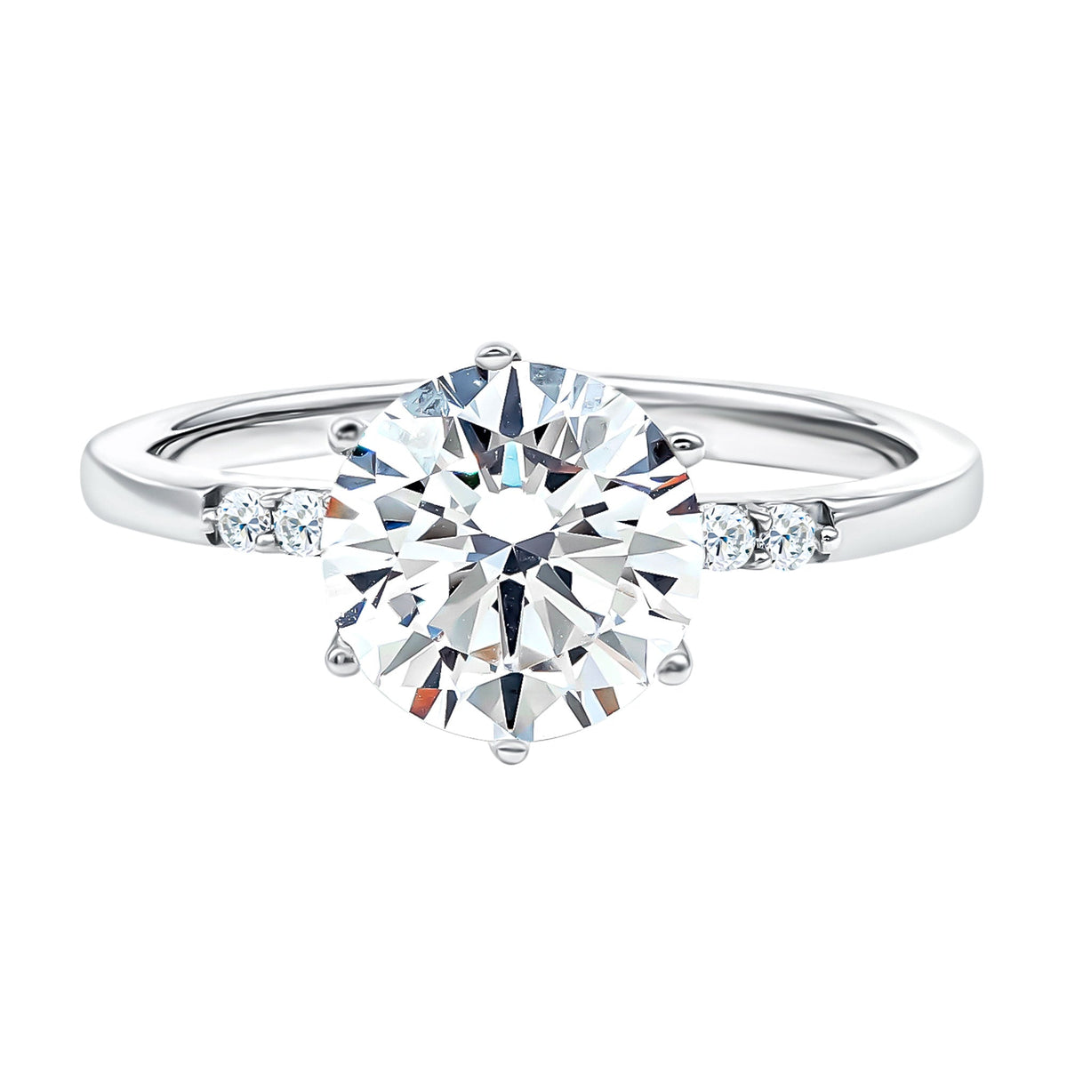 Round Cut 3 Carat Lab Grown Diamond Solitaire Engagement Ring