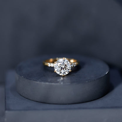 Round Cut 3 Carat Lab Grown Diamond Solitaire Engagement Ring