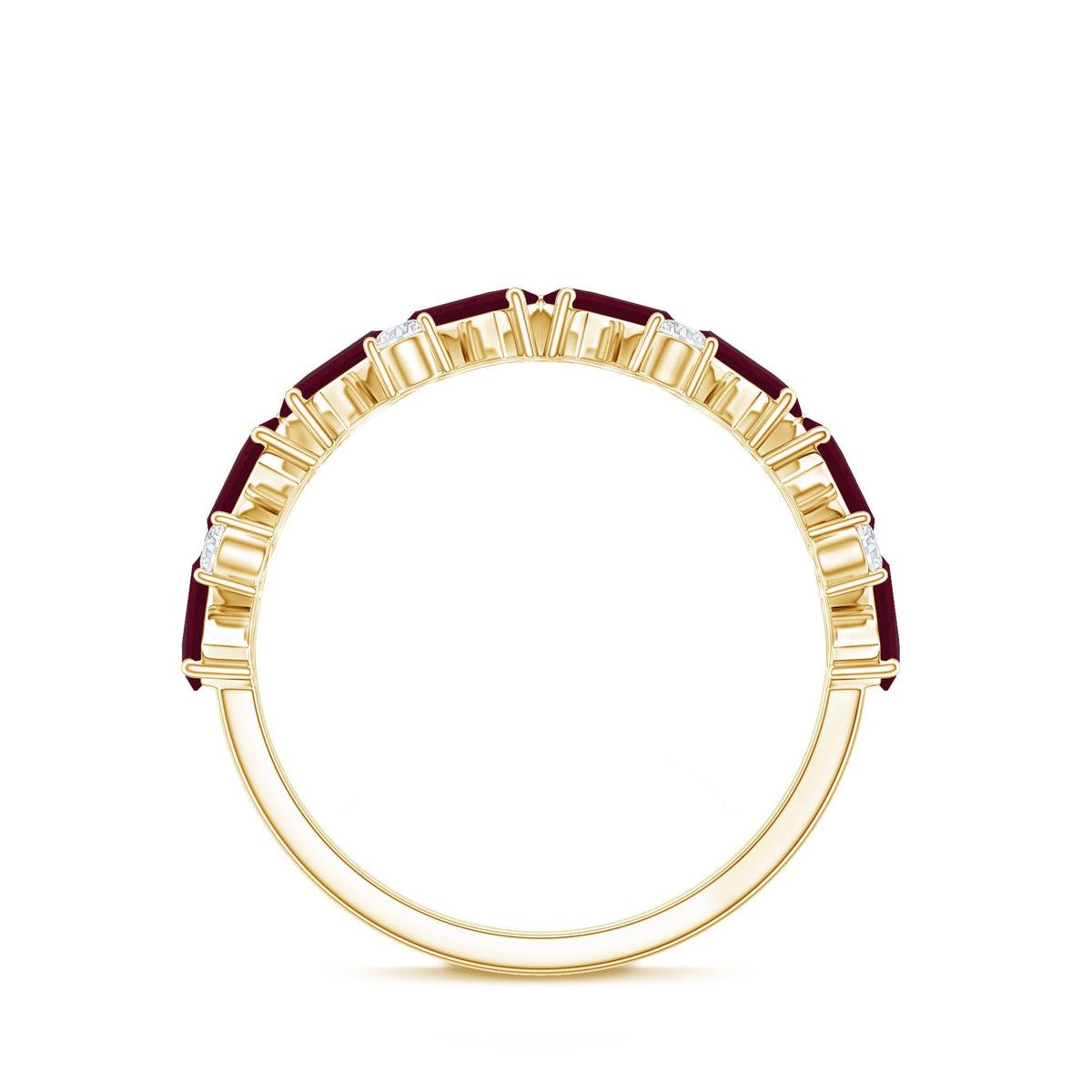 Certified Ruby Half Eternity Ring with Lab Grown Diamond