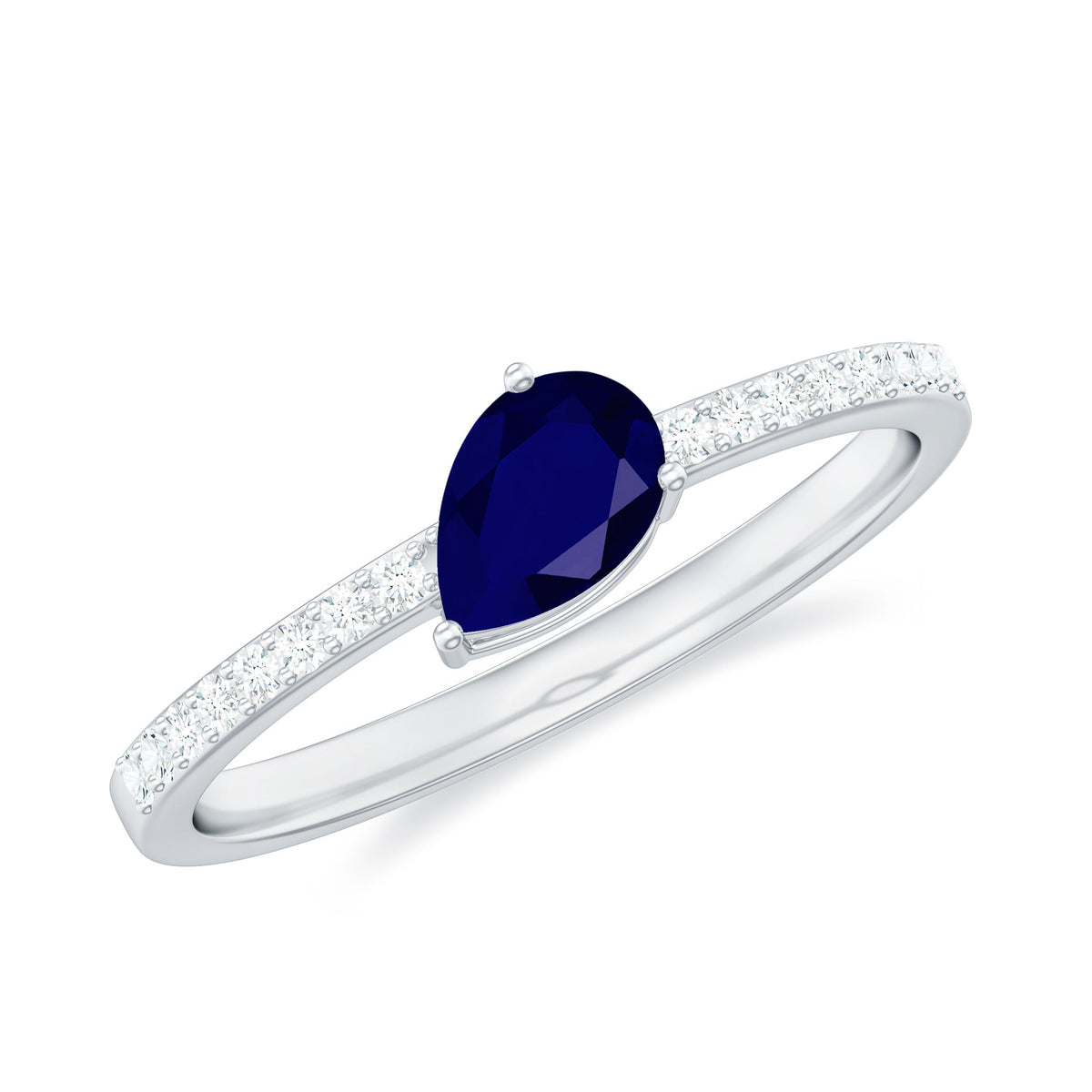 Natural 0.5 Carat Blue Sapphire Promise Ring with Diamond