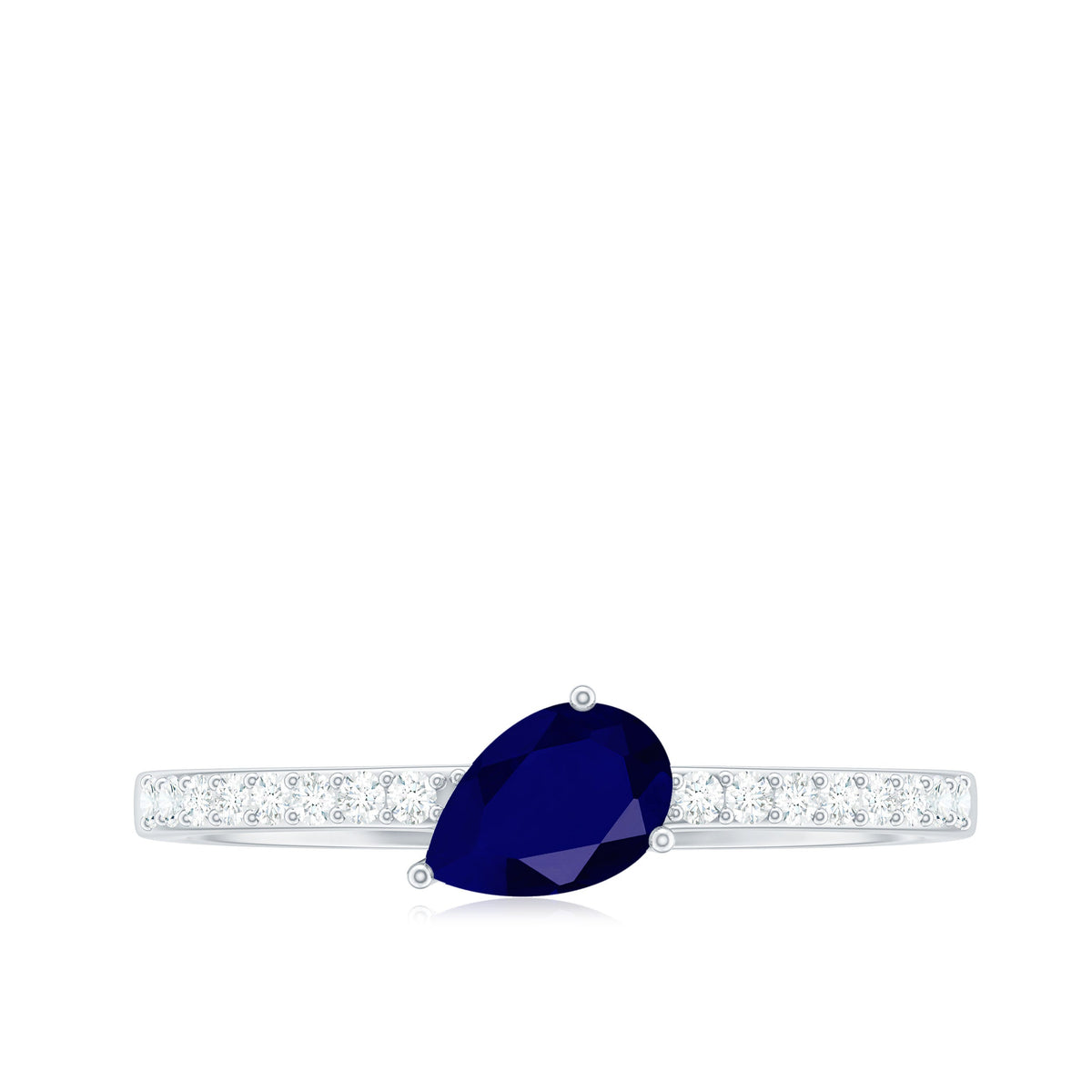 Natural 0.5 Carat Blue Sapphire Promise Ring with Diamond
