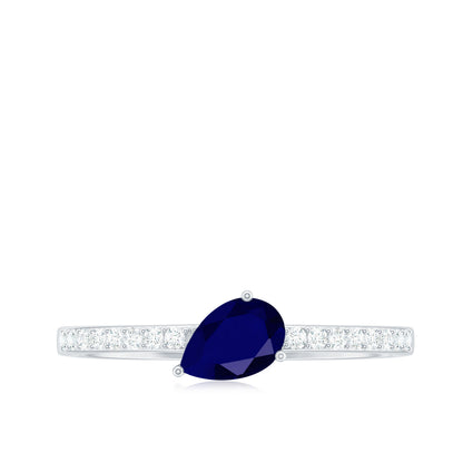 Natural 0.5 Carat Blue Sapphire Promise Ring with Diamond
