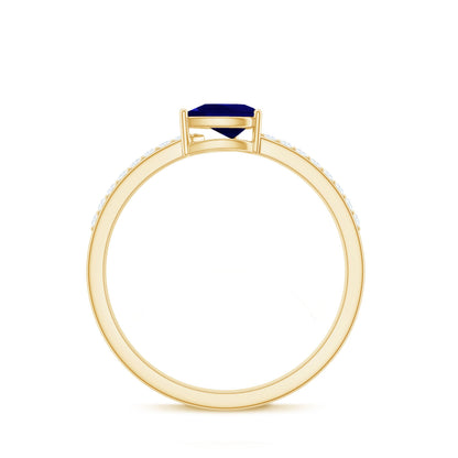 Natural 0.5 Carat Blue Sapphire Promise Ring with Diamond