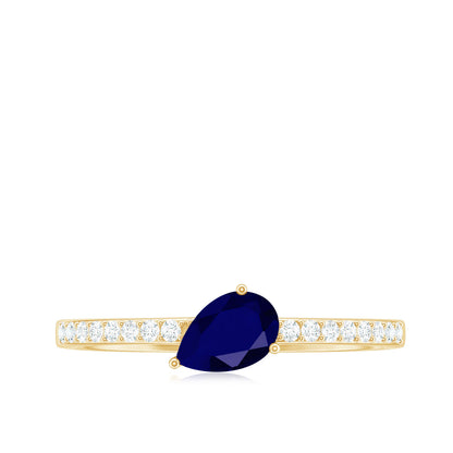 Natural 0.5 Carat Blue Sapphire Promise Ring with Diamond