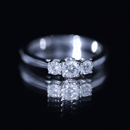 Brilliant Cut Moissanite 3 Stone Promise Ring for Women