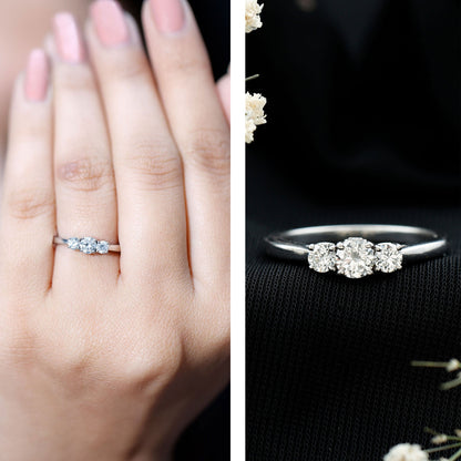 Brilliant Cut Moissanite 3 Stone Promise Ring for Women