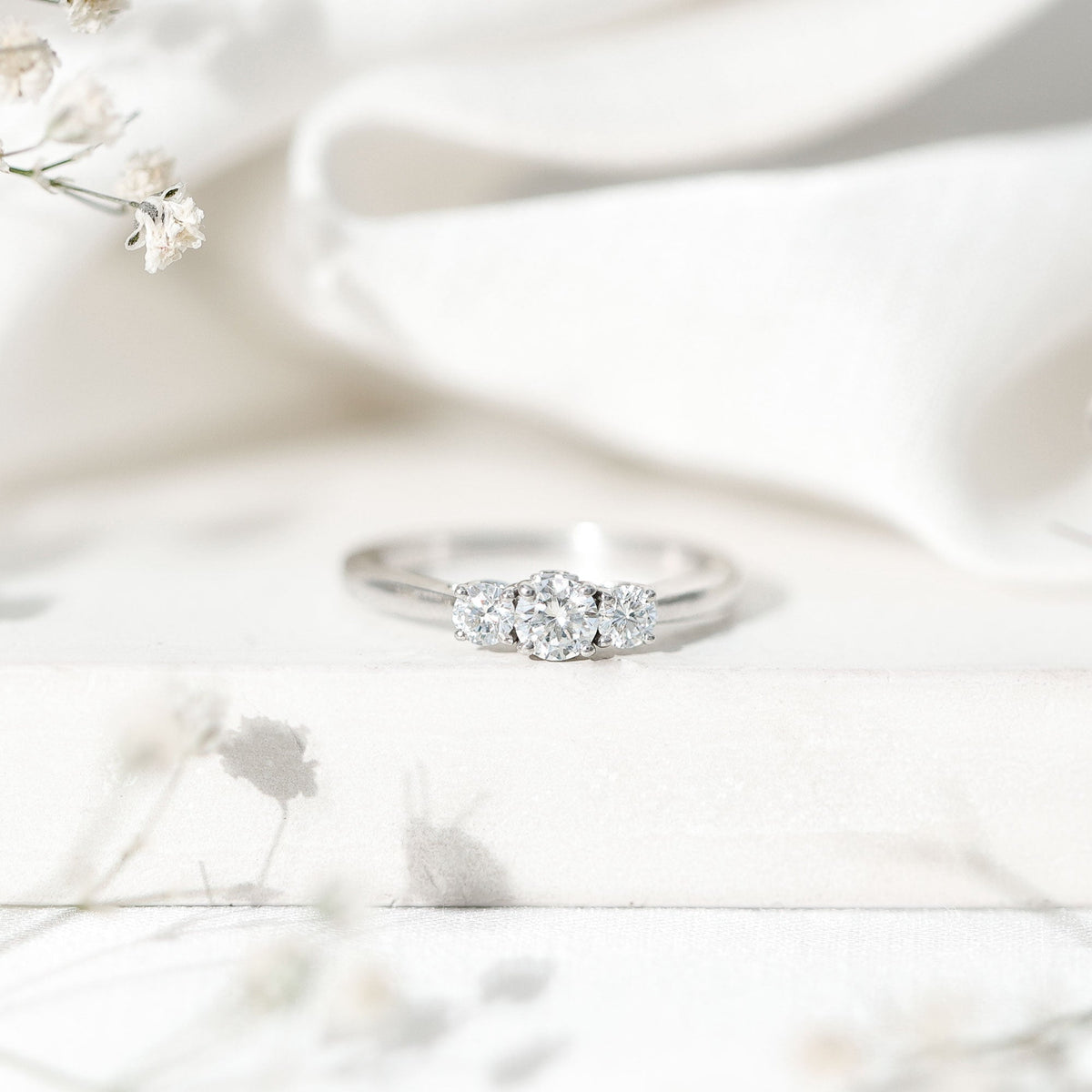 Brilliant Cut Moissanite 3 Stone Promise Ring for Women