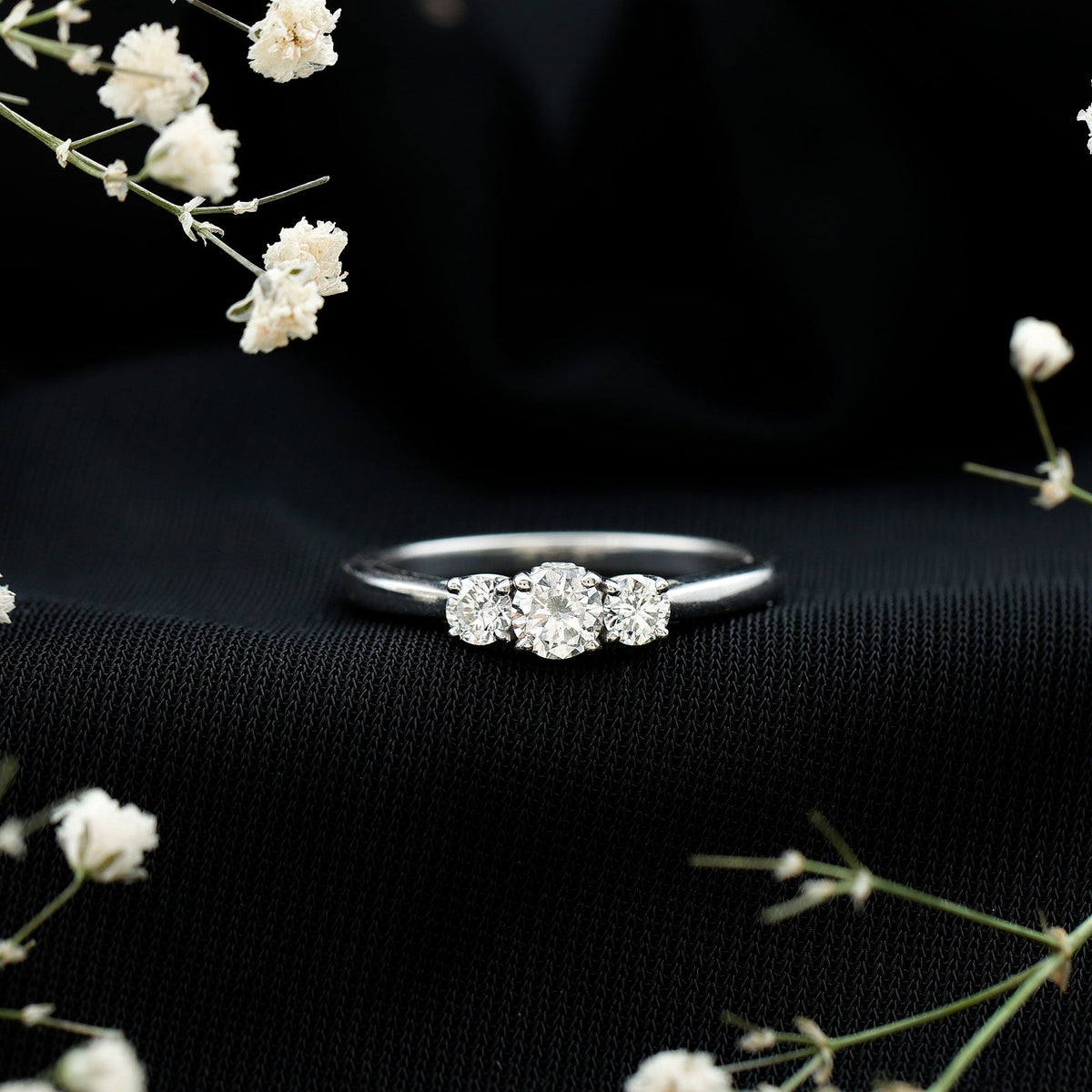 Brilliant Cut Moissanite 3 Stone Promise Ring for Women