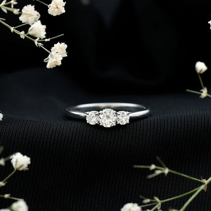 Brilliant Cut Moissanite 3 Stone Promise Ring for Women