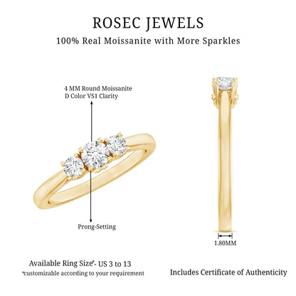 Brilliant Cut Moissanite 3 Stone Promise Ring for Women
