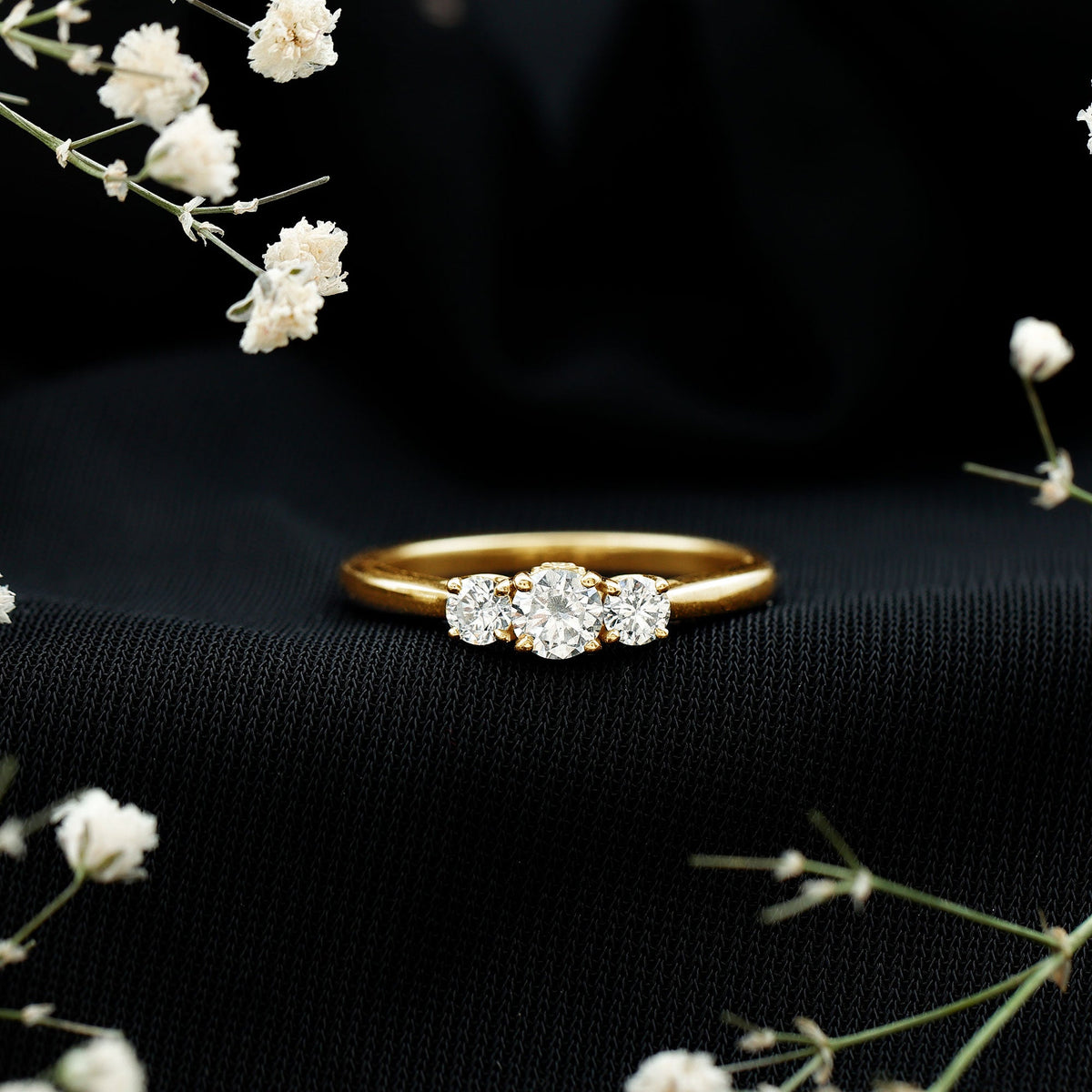 Brilliant Cut Moissanite 3 Stone Promise Ring for Women