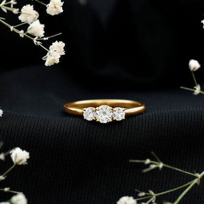 Brilliant Cut Moissanite 3 Stone Promise Ring for Women