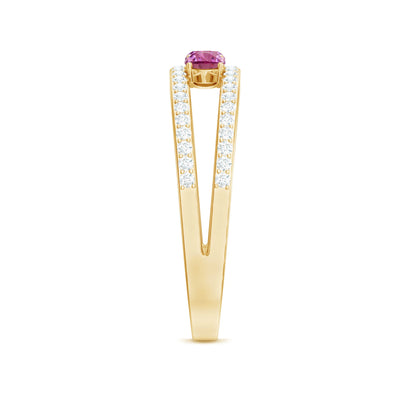 Pink Tourmaline and Diamond Anniversary Ring in Split Shank