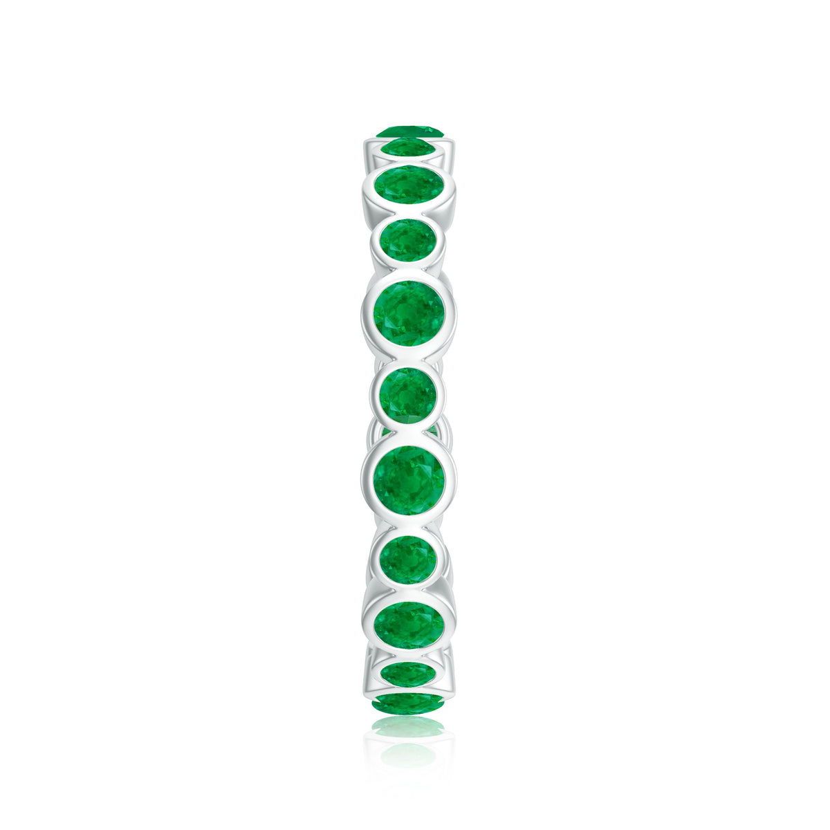 Emerald Full Eternity Band Ring in Bezel Setting