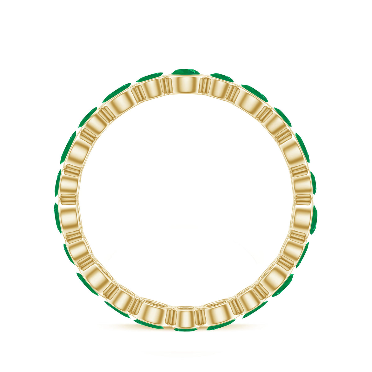 Emerald Full Eternity Band Ring in Bezel Setting